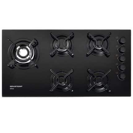 Cooktop com 5 Bocas Mega Chama Mesa em Vidro BDD85AE Brastemp